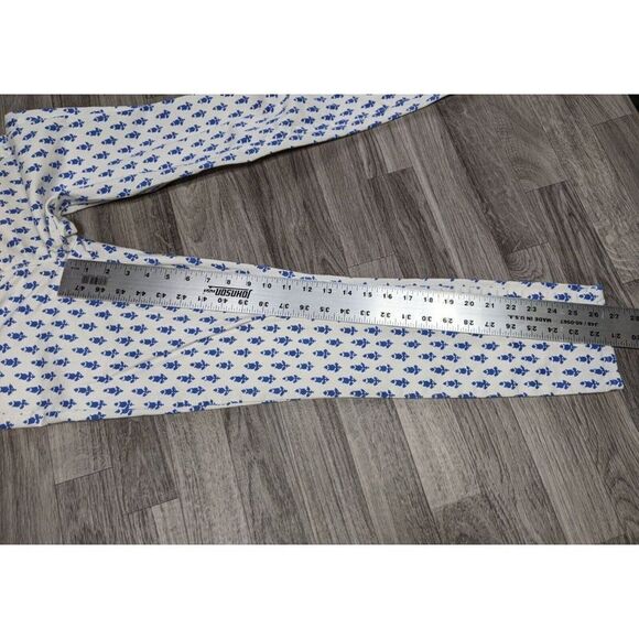 J. Crew Womens Size 25 Ankle Toothpick Skinny Blue White Geometric Denim Jeans - Picture 9 of 11